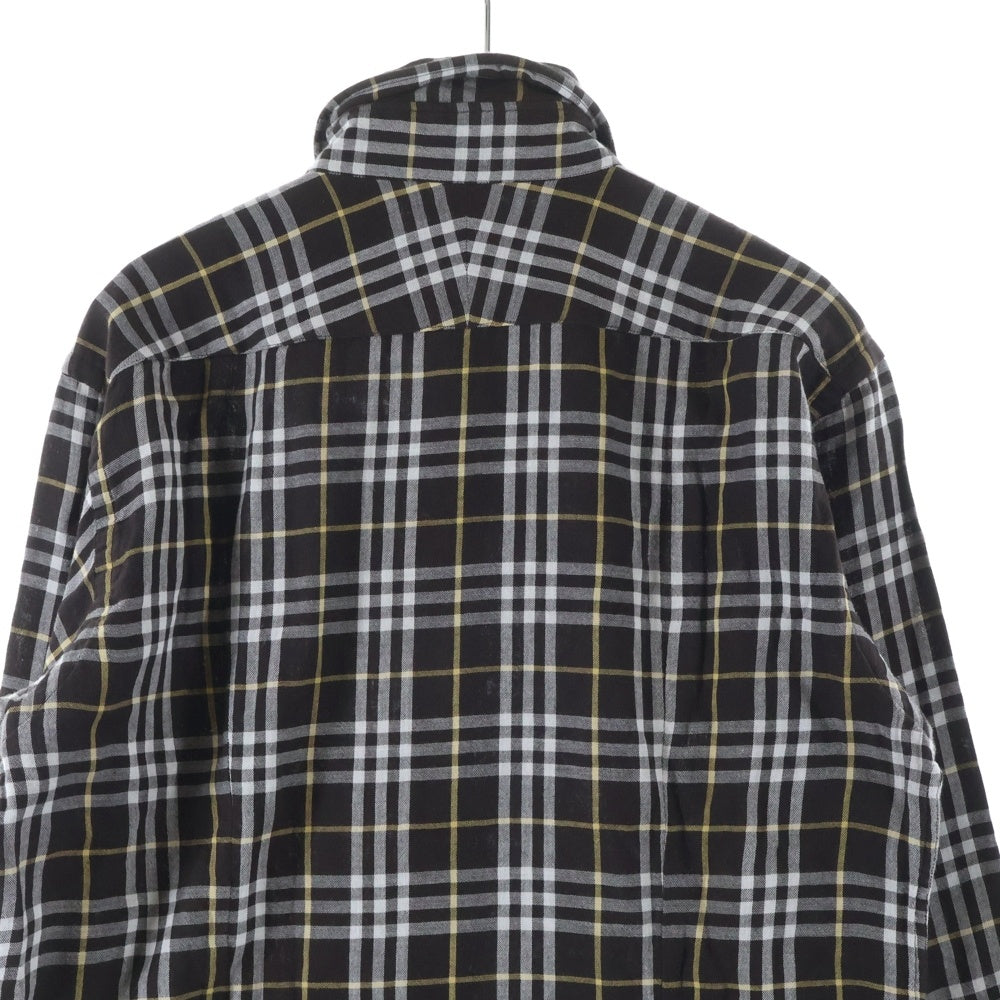 BURBERRY BLACK LABEL(バーバリー ブラックレーベル) ホース刺繍 チェック柄 コットン 長袖シャツ ブラウン BMW04-903-58