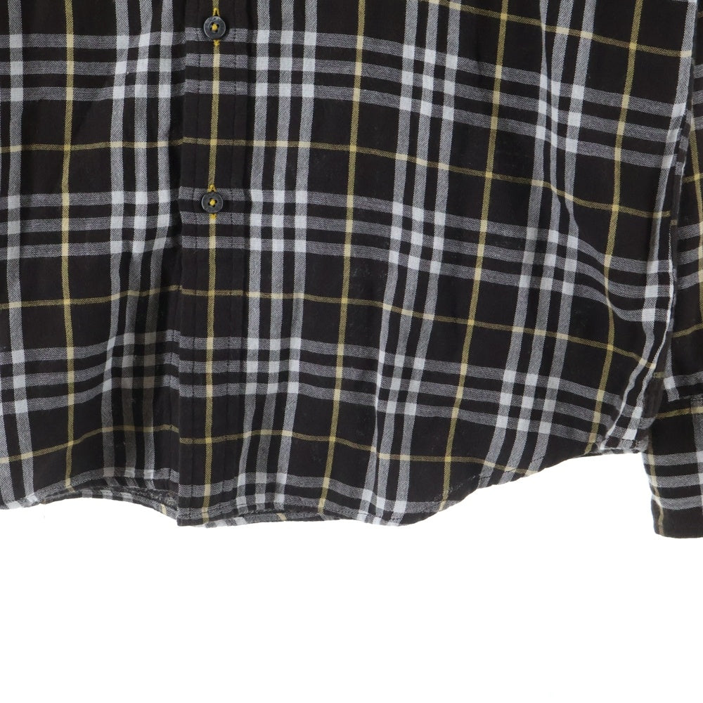 BURBERRY BLACK LABEL(バーバリー ブラックレーベル) ホース刺繍 チェック柄 コットン 長袖シャツ ブラウン BMW04-903-58