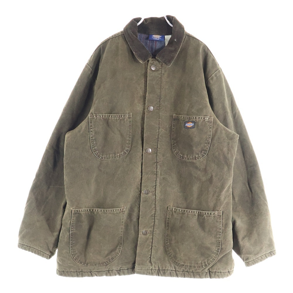 Dickies(ディッキーズ) 90S 裏ブランケット ロゴパッチ ダック地 カバーオール ジャケット カーキ/ブラウン