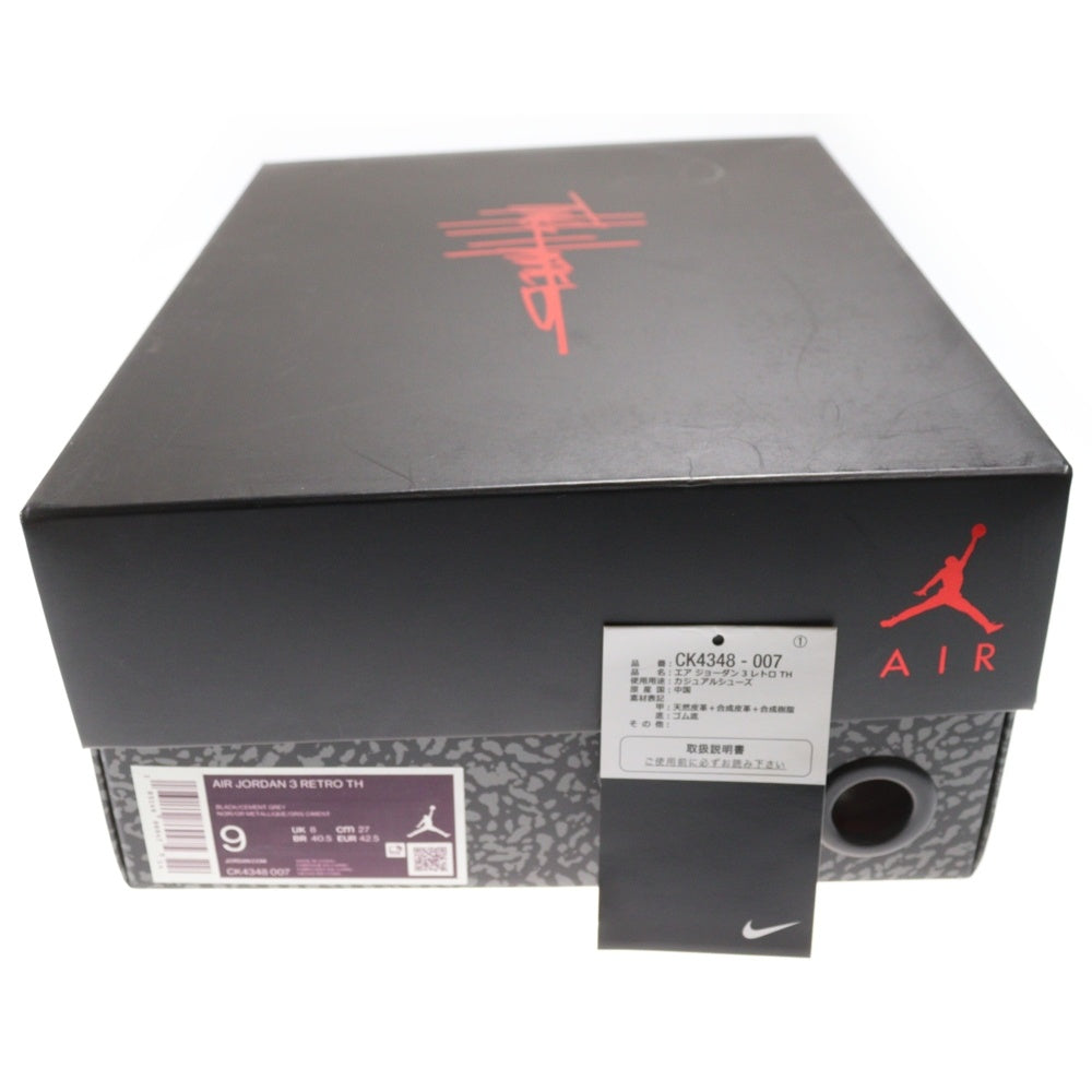 NIKE(ナイキ) AIR JORDAN 3 RETRO TINKER エアジョーダン3 レトロ ティンカー ハイカットスニーカー ブラック/グレー US9/27cm CK4348-007