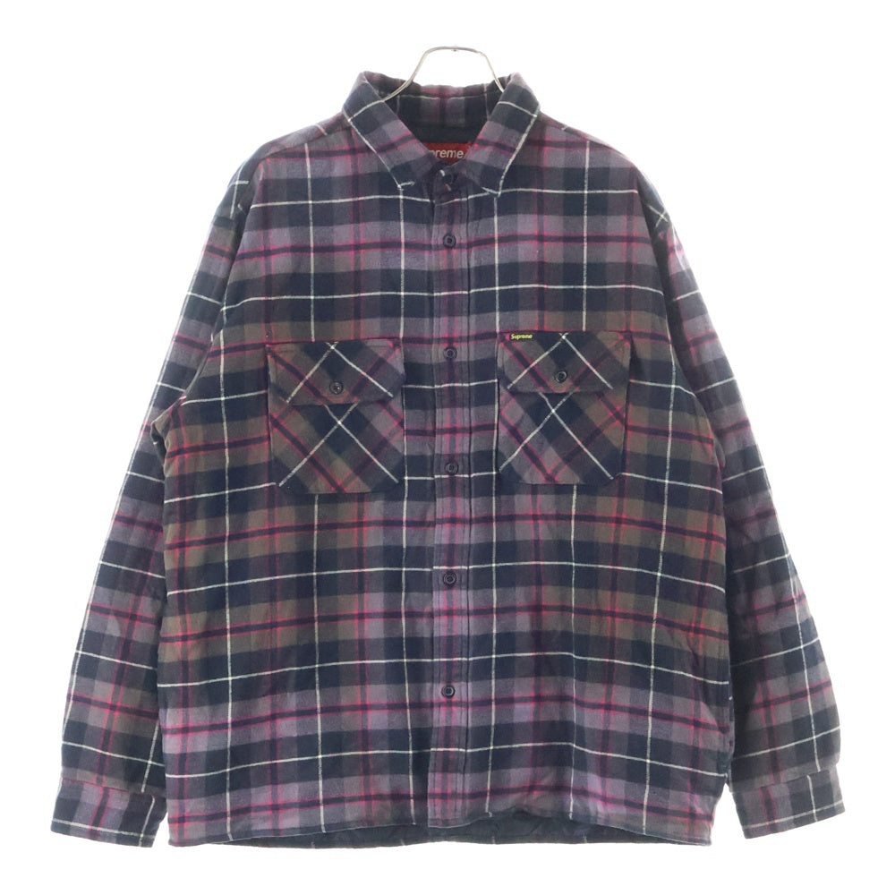 SUPREME(シュプリーム) 24AW Quilted Plaid Shirt 裏地キルティング 長袖プレイドシャツ パープル