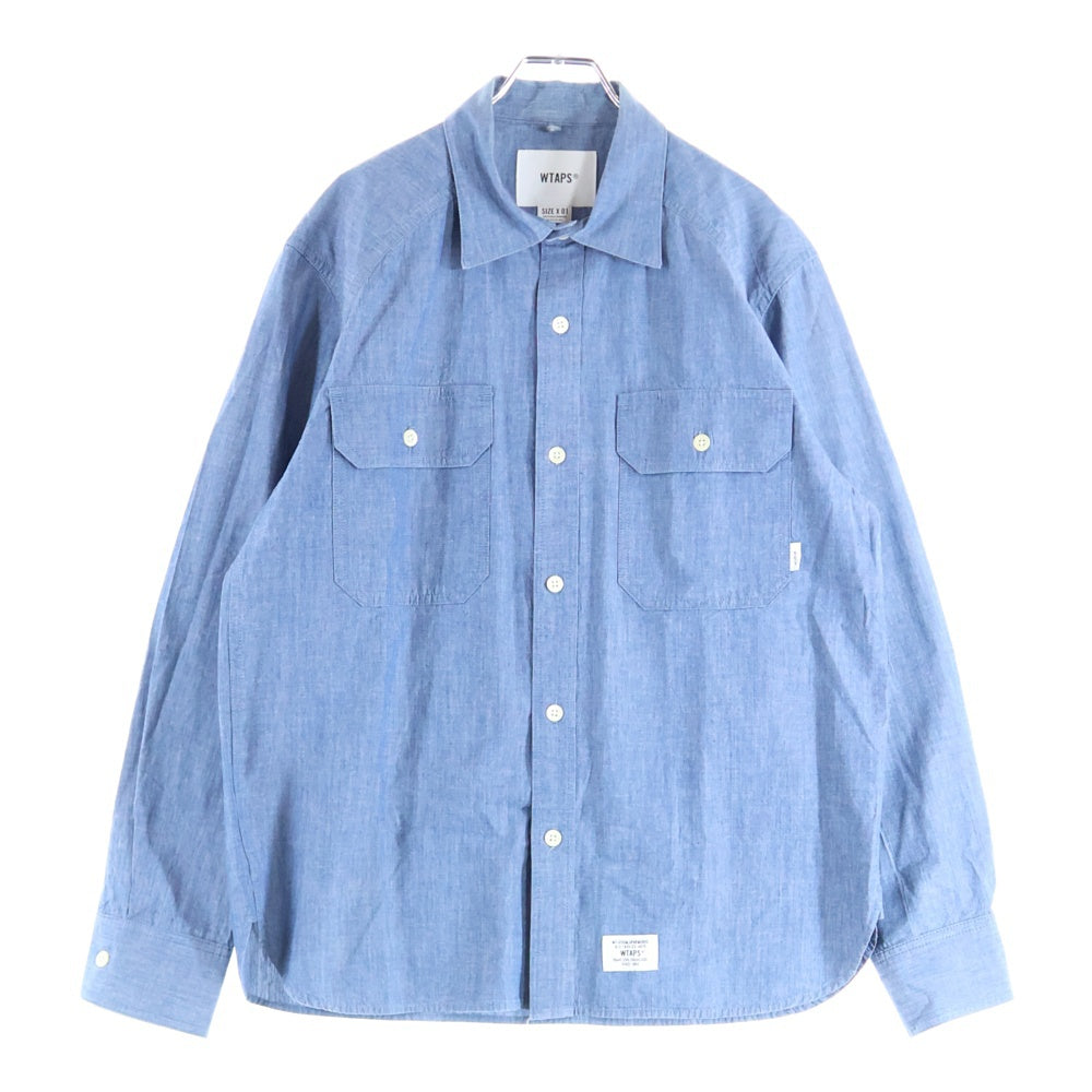 WTAPS(ダブルタップス) 18SS CELL LS SHIRT セル ロングスリーブ コットンシャツ ブルー 181BRDT-SHM02