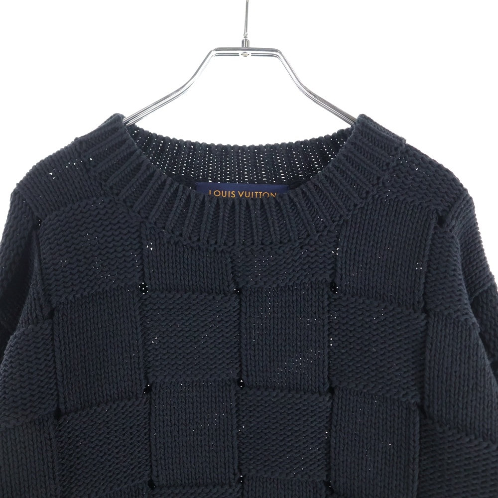 LOUIS VUITTON(ルイヴィトン) 20SS ダミエ バスケットウィーブ クルーネックニットセーター ブラック RM201M TBB HIN10W