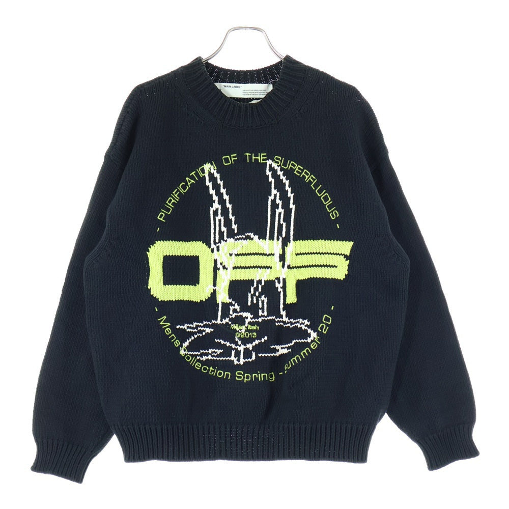 OFF-WHITE(オフホワイト) 20AW HARRY THE BUNNY WITH CROSS ARROW KNIT SWEATER ハリー ザ バニー ウィズ クロス アロー クルーネックニットセーター ブラック OMHE032R20F94008