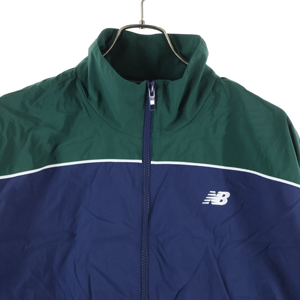 New Balance(ニューバランス) 胸ロゴデザイン ダブルポケット ジップアップ ナイロンジャケット ブルー/グリーン WJ41506
