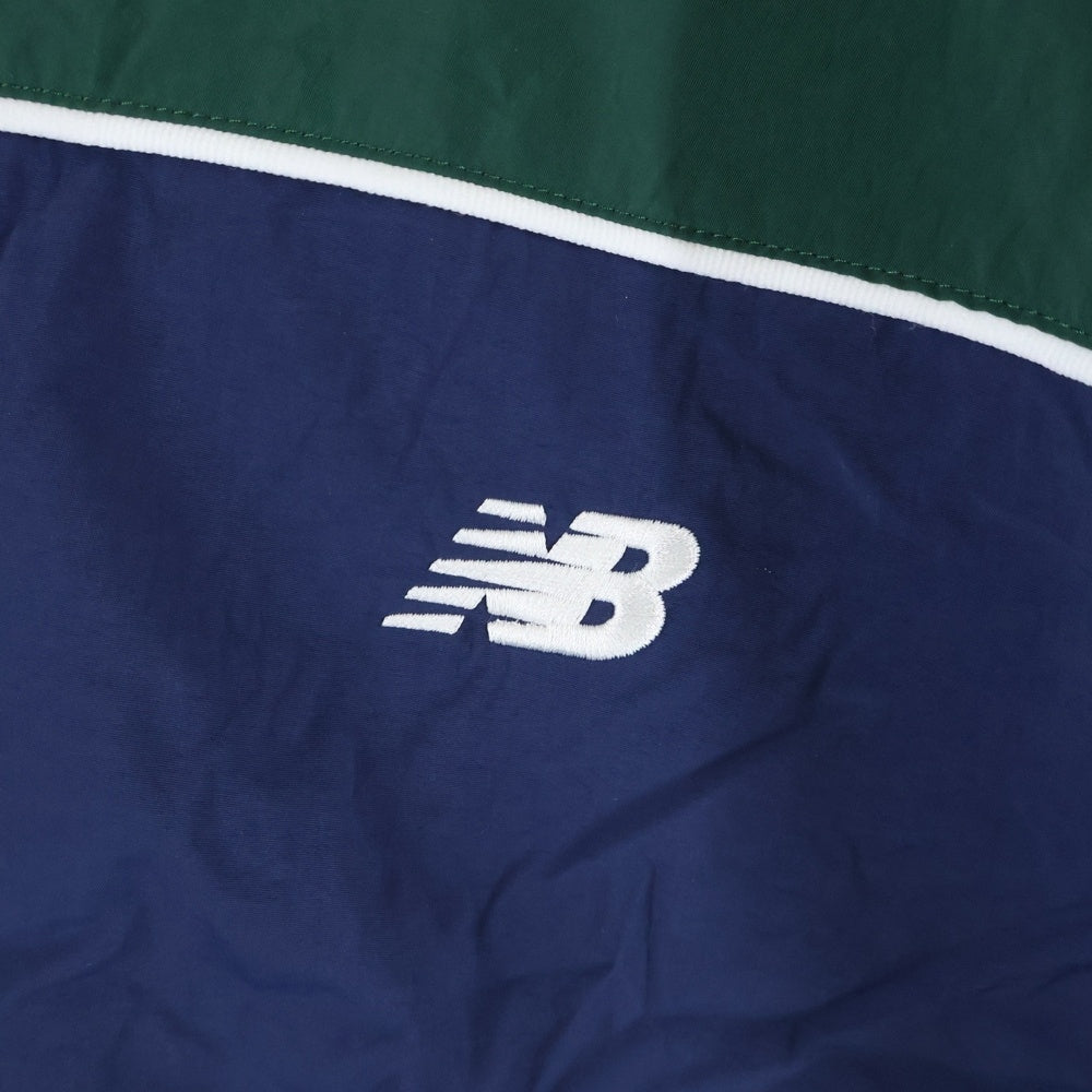 New Balance(ニューバランス) 胸ロゴデザイン ダブルポケット ジップアップ ナイロンジャケット ブルー/グリーン WJ41506