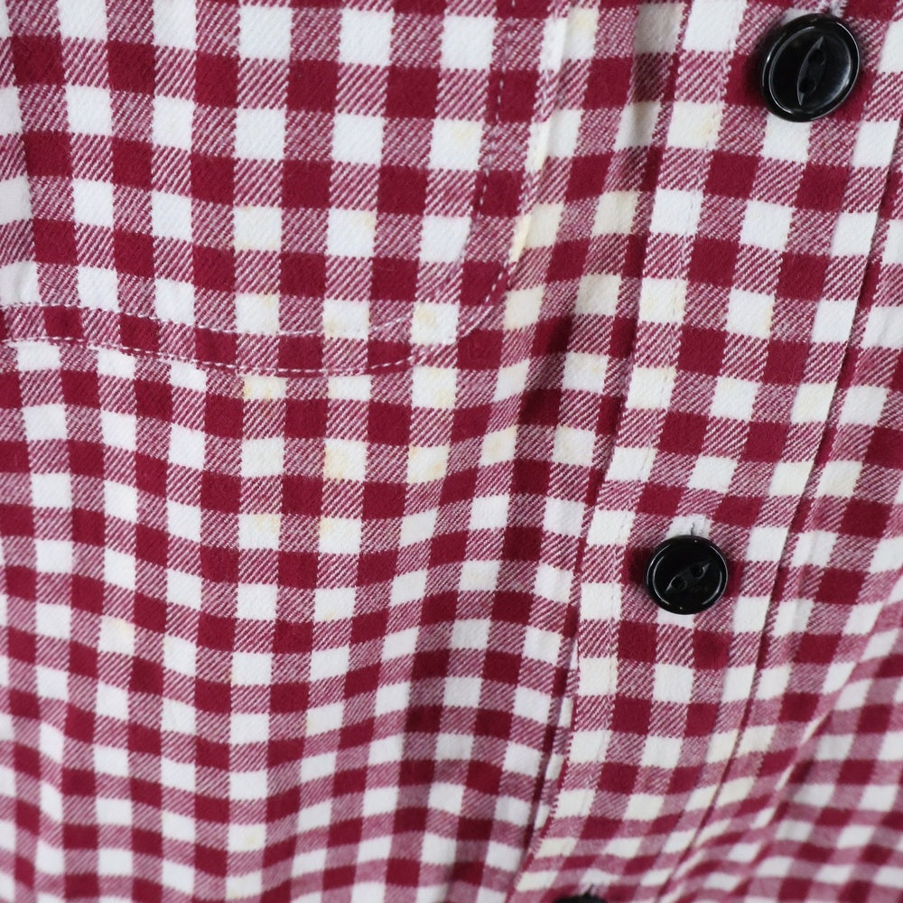 A BATHING APE(アベイシングエイプ) シャーク チェック 長袖 シャツ パーカー レッド 001SH081012X