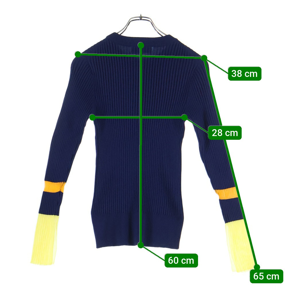 NO BRAND(ノーブランド) HeRIN.CYE ヘリンドットサイ Sheer knit compilation tops シアーニットコンピレーショントップス 長袖カットソー ネイビー レディース 530HAM70-0411