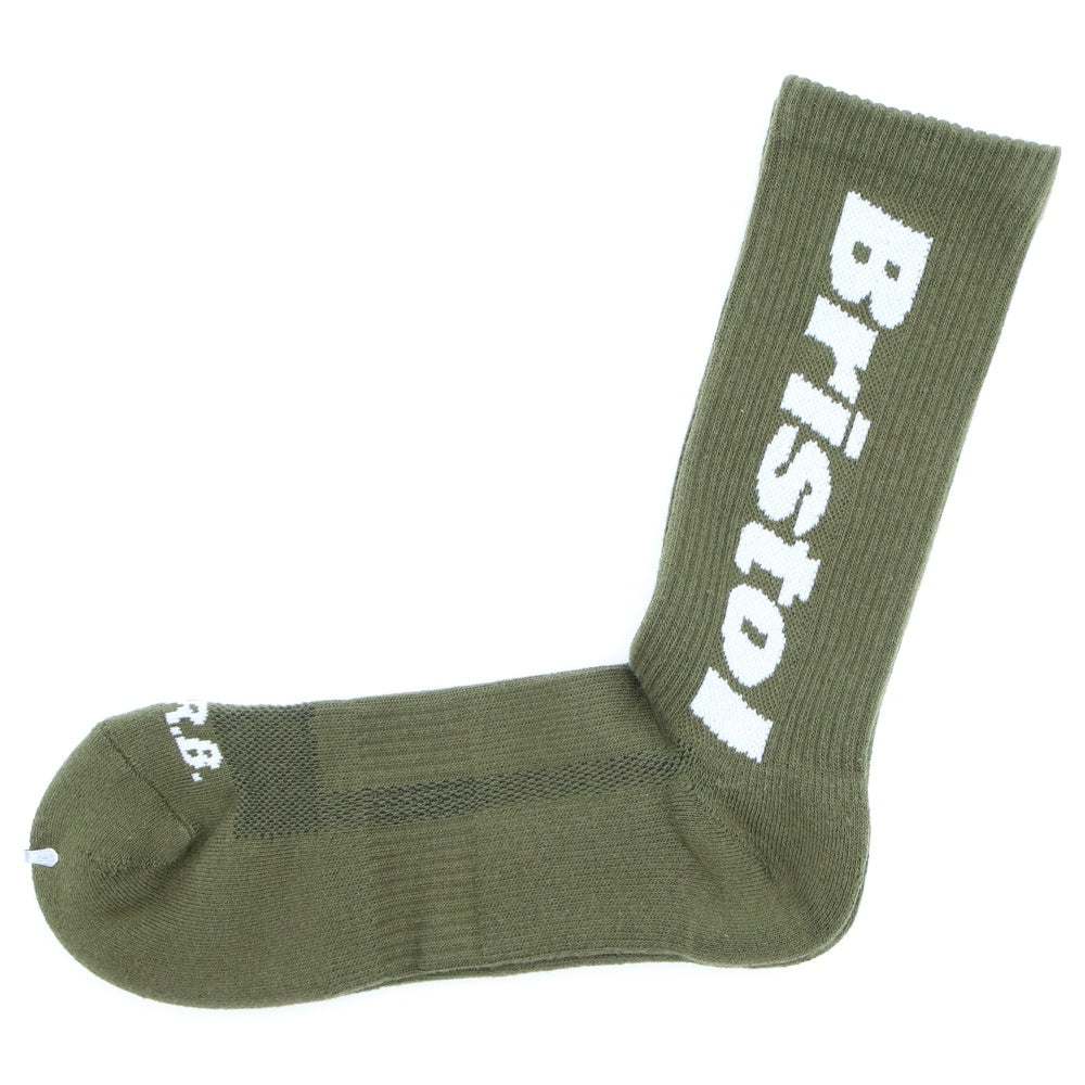 F.C.R.B./F.C.Real Bristol/FCRB(エフシーアールビー/エフシーレアルブリストル) 24SS LOGO REGULAR SOCKS ロゴプリント レギュラーソックス カーキ FCRB-240096