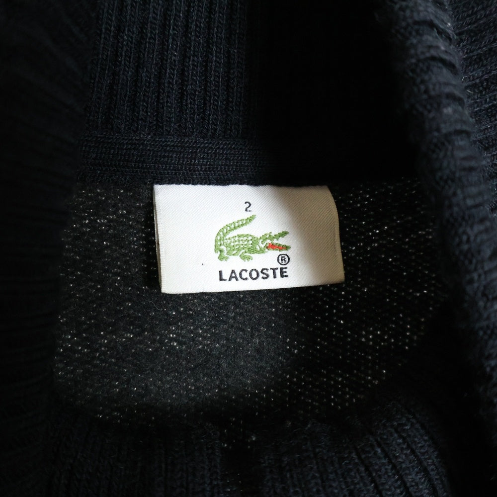 LACOSTE(ラコステ) ロゴ ワッペン ハーフジップ ニット セーター ブラック