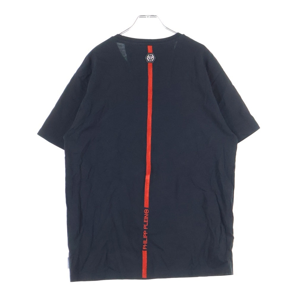 NO BRAND(ノーブランド) Philipp Plein フィリップ プレイン テディベア フロントロゴ刺繍 クルーネック半袖Tシャツ カットソー ブラック MTK3522