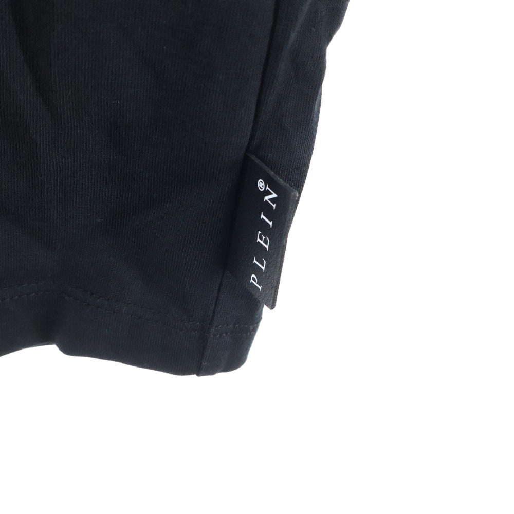NO BRAND(ノーブランド) Philipp Plein フィリップ プレイン テディベア フロントロゴ刺繍 クルーネック半袖Tシャツ カットソー ブラック MTK3522