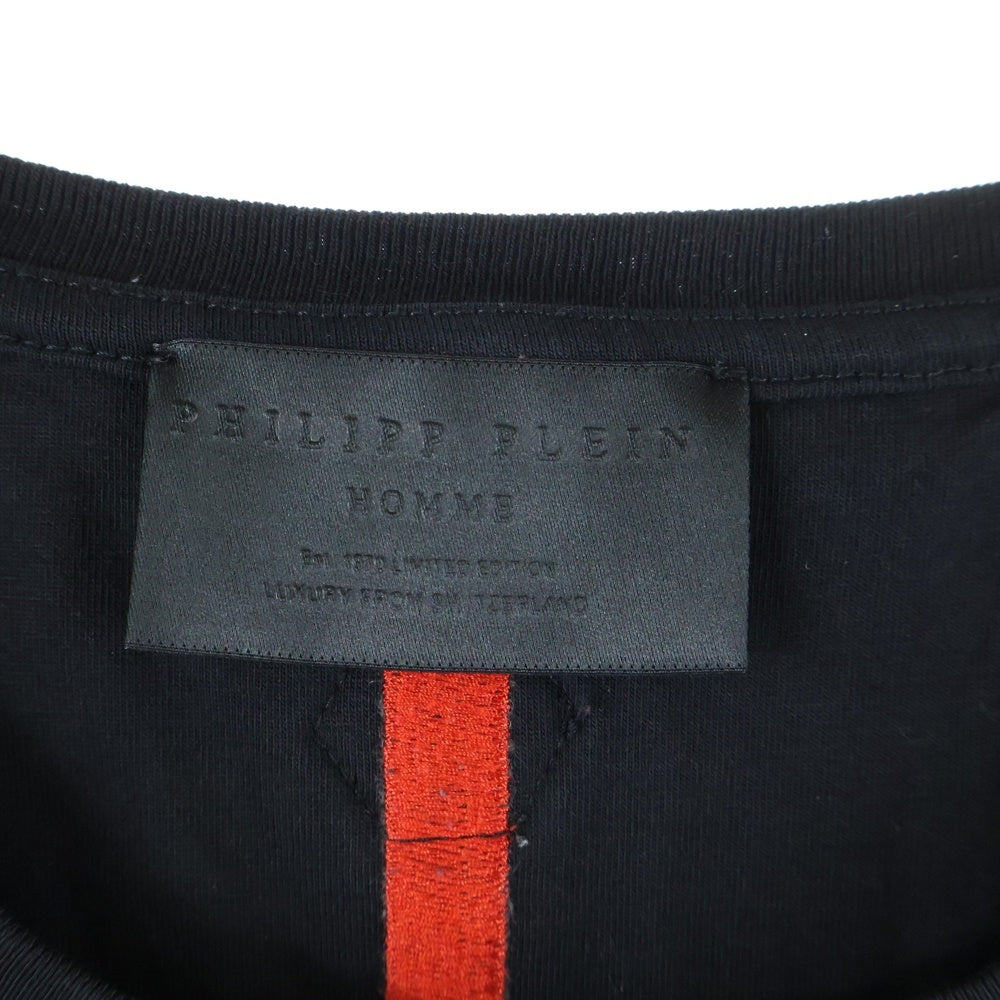 NO BRAND(ノーブランド) Philipp Plein フィリップ プレイン テディベア フロントロゴ刺繍 クルーネック半袖Tシャツ カットソー ブラック MTK3522