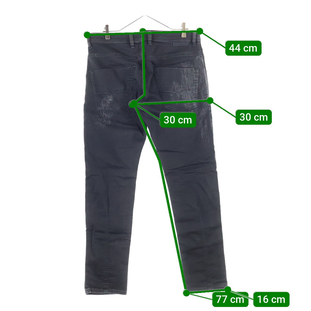 DIESEL(ディーゼル) KROOLEY CB-NE ヴィンテージ加工 ドローコード ストレッチ デニムパンツ ブラック 069DT