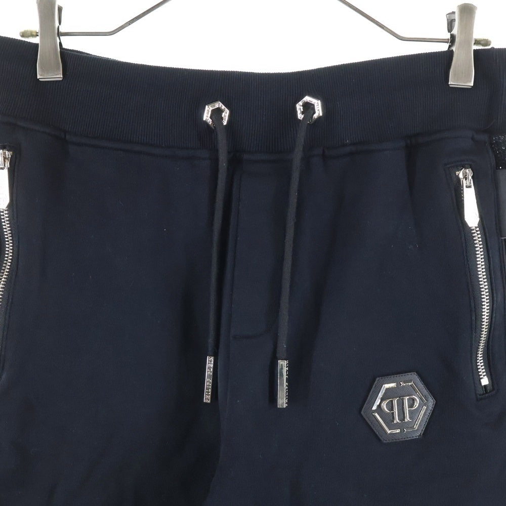 NO BRAND(ノーブランド) Philipp Plein フィリップ プレイン ライトストーン ロゴライン ドローコード スウェットパンツ ブラック MTK1793