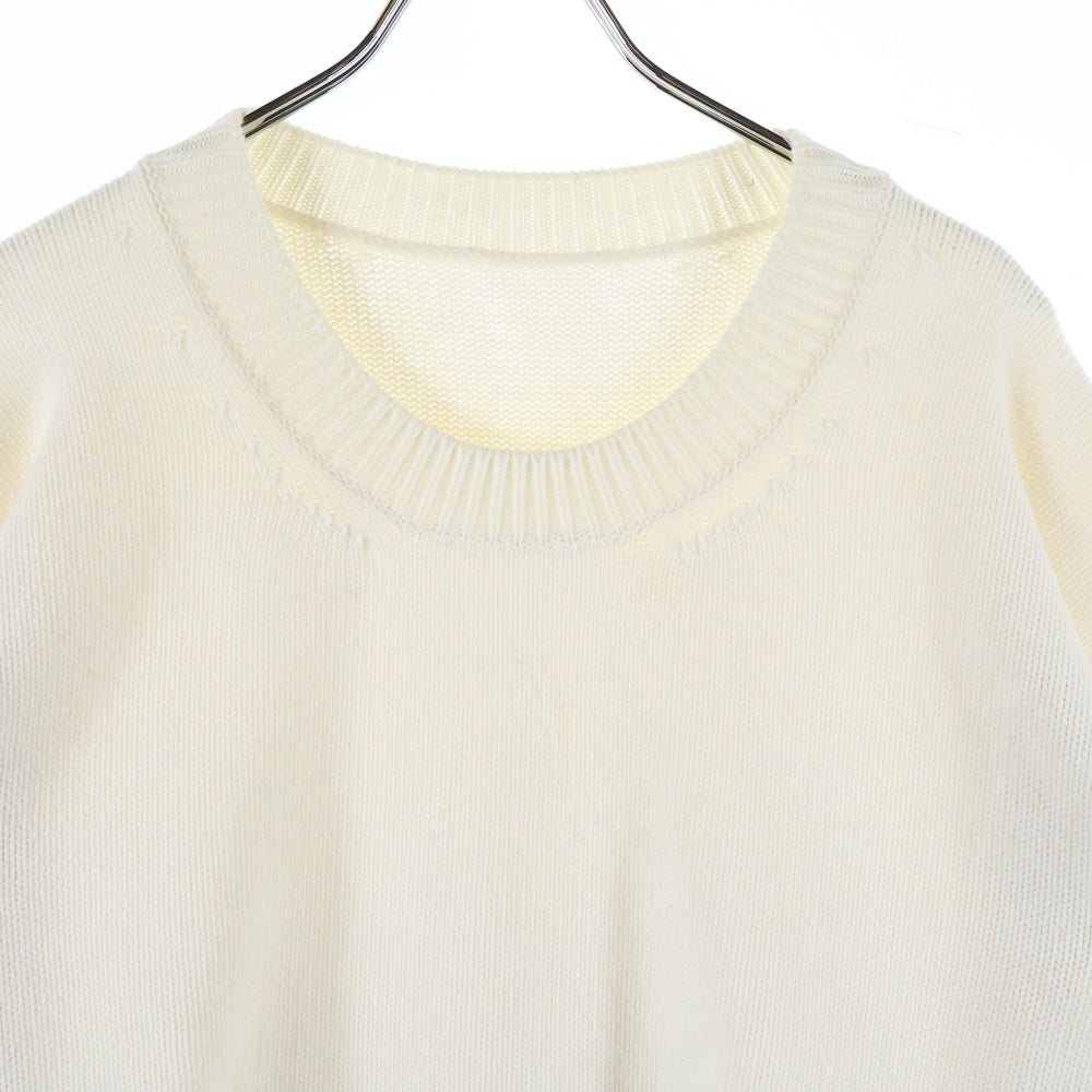 OFF-WHITE(オフホワイト) LOGO INTARSIA KNIT JUMPER ロゴインターシャ クルーネックニット ジャンパー アイボリー OWHE076S22KNI001