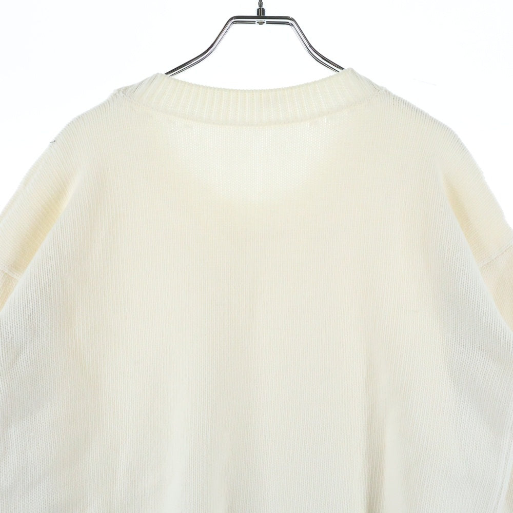 OFF-WHITE(オフホワイト) LOGO INTARSIA KNIT JUMPER ロゴインターシャ クルーネックニット ジャンパー アイボリー OWHE076S22KNI001