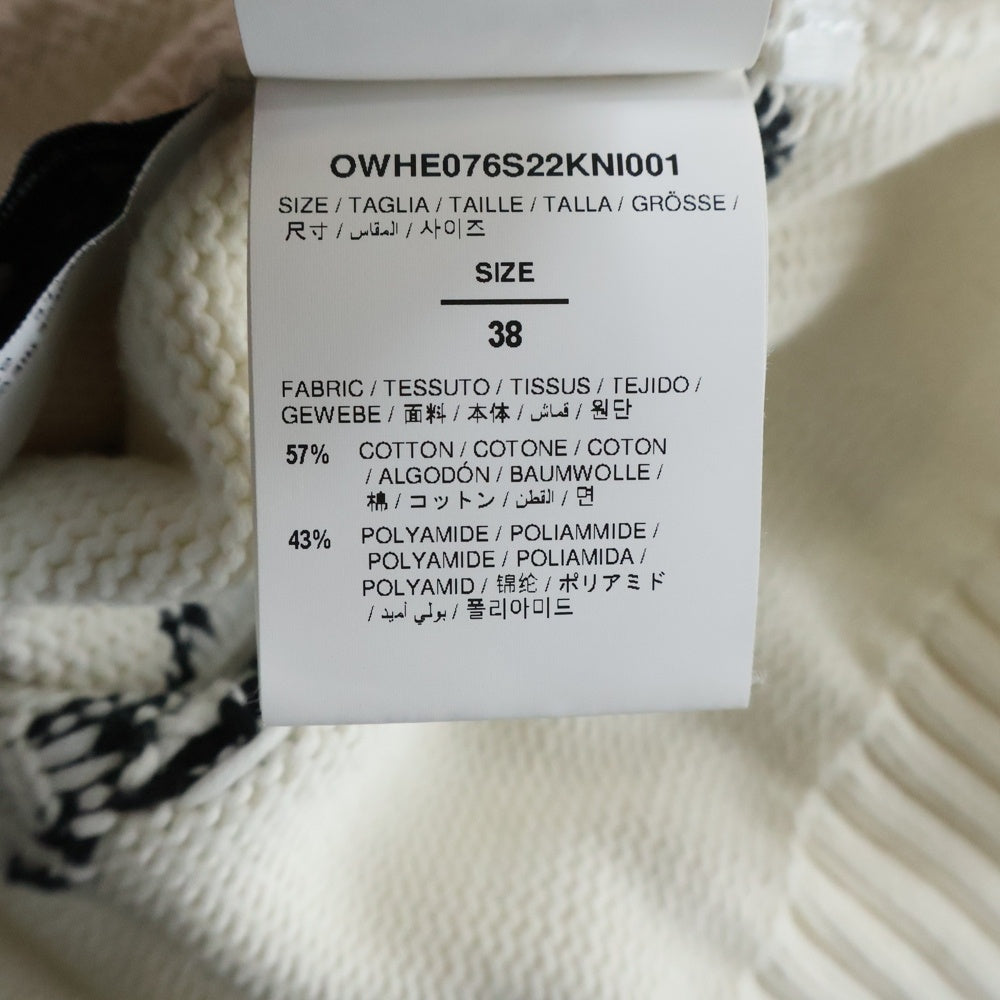 OFF-WHITE(オフホワイト) LOGO INTARSIA KNIT JUMPER ロゴインターシャ クルーネックニット ジャンパー アイボリー OWHE076S22KNI001