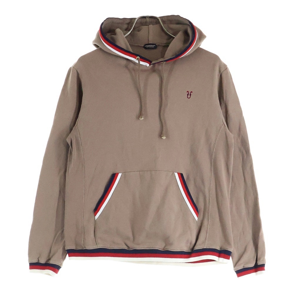 UNDERCOVER(アンダーカバー) トリコカラー フロントロゴエンブロイダリー プルオーバーフーディー パーカー スウェット ブラウン UCS1806