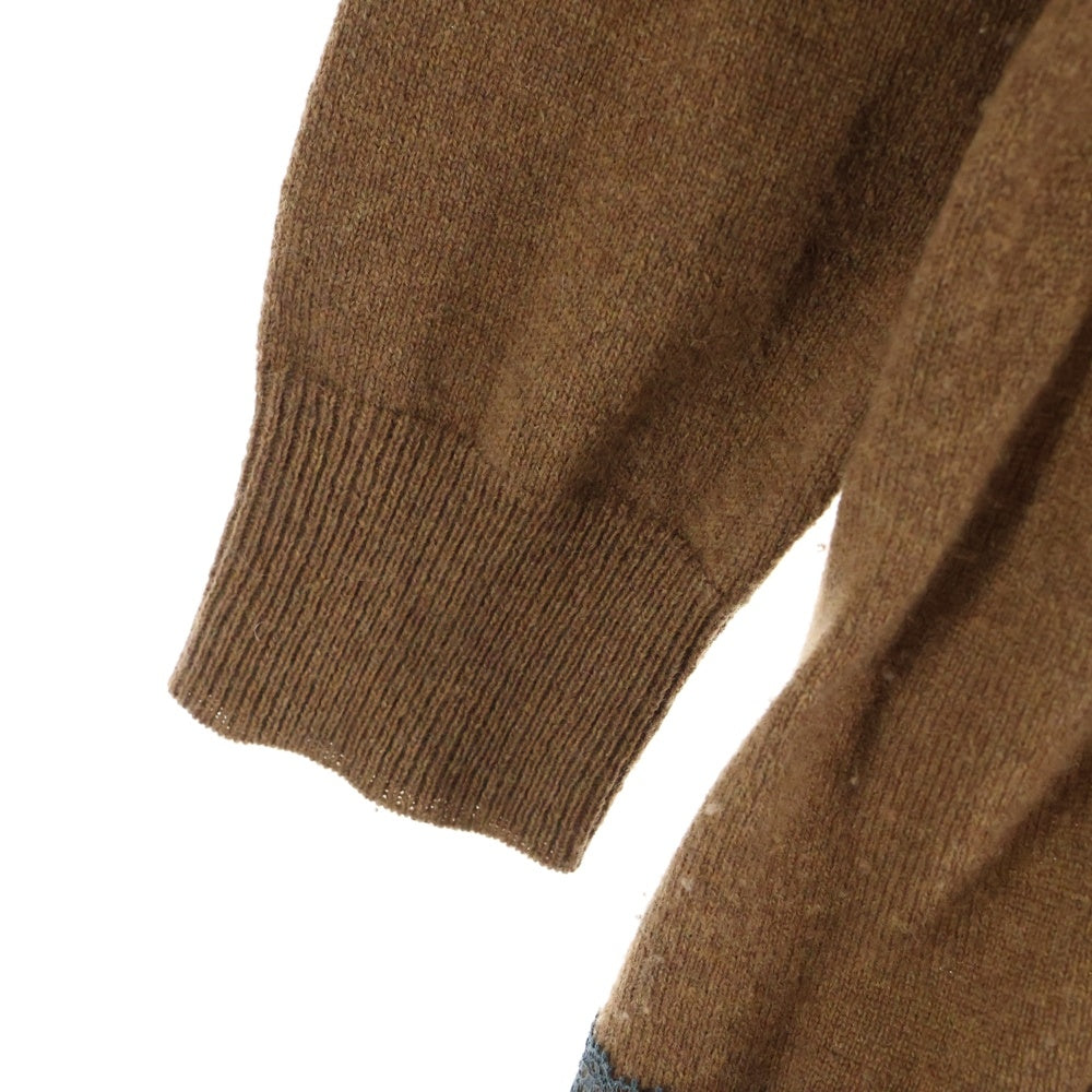 UNDERCOVER(アンダーカバー) ウール Vネック レースドッキング 長袖ニット セーター ブラウン UAP1903