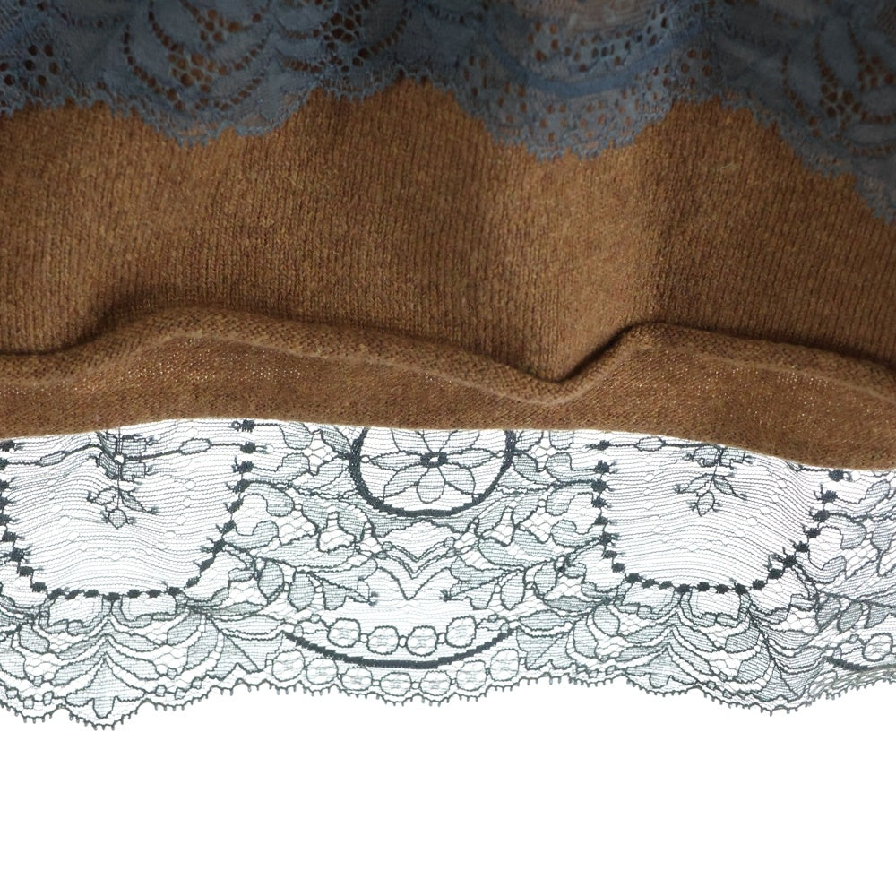 UNDERCOVER(アンダーカバー) ウール Vネック レースドッキング 長袖ニット セーター ブラウン UAP1903