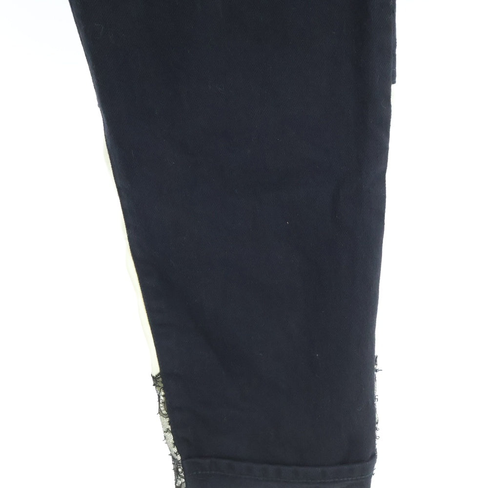 UNDERCOVER(アンダーカバー) サテンレース切替 ジップフライ デニムパンツ ブラック UCU1508-2