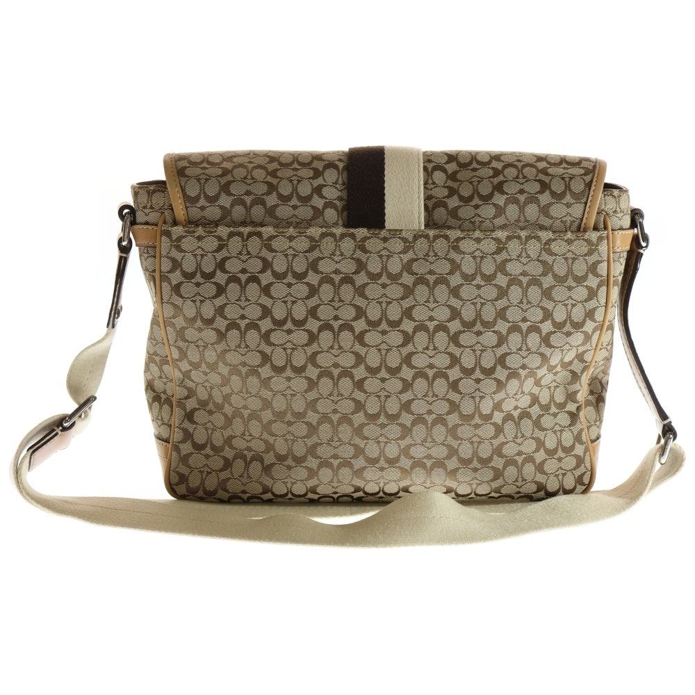 COACH(コーチ) ボヤージュ シグネチャー ショルダー メッセンジャーバッグ 総柄 ベージュ F70182 レディース