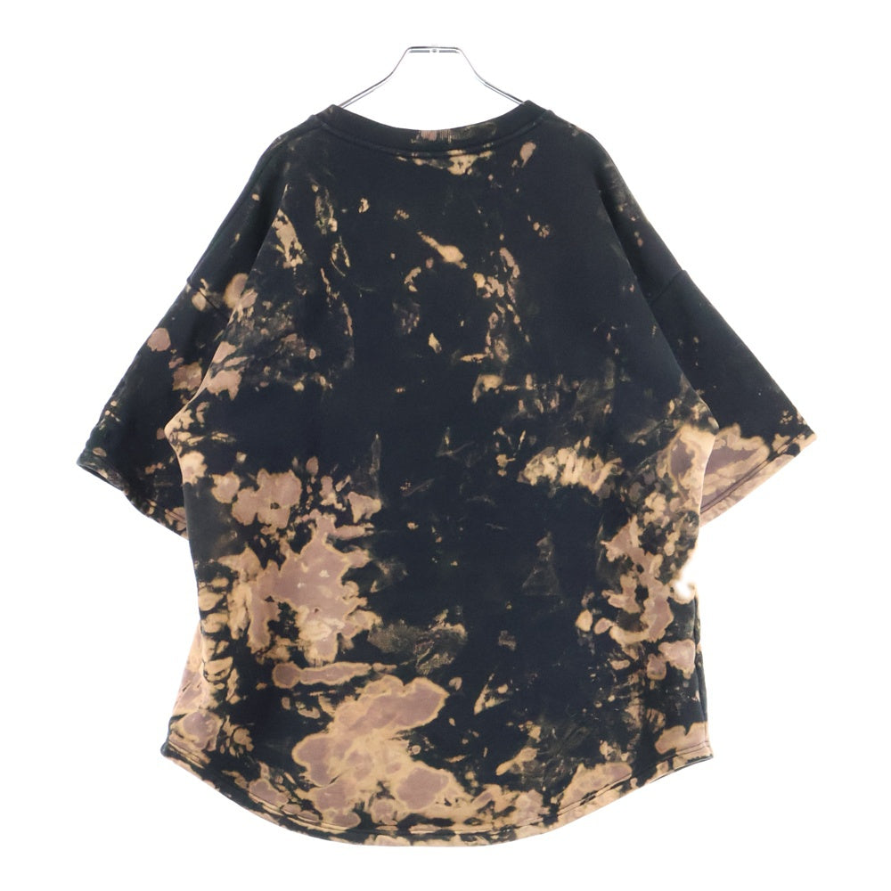 cvtvlist(カタリスト) USUAL TEE ユージュアル タイダイ クルーネック半袖スウェットTシャツ カットソー ブラック/オレンジ 2101040301