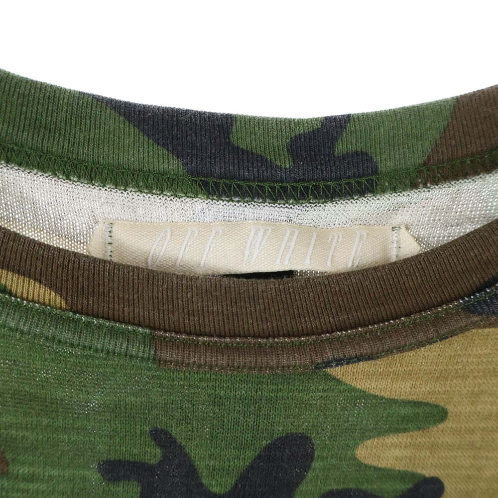 OFF-WHITE(オフホワイト) カモフラ ロゴワッペン クルーネック半袖Tシャツ カットソー カーキ