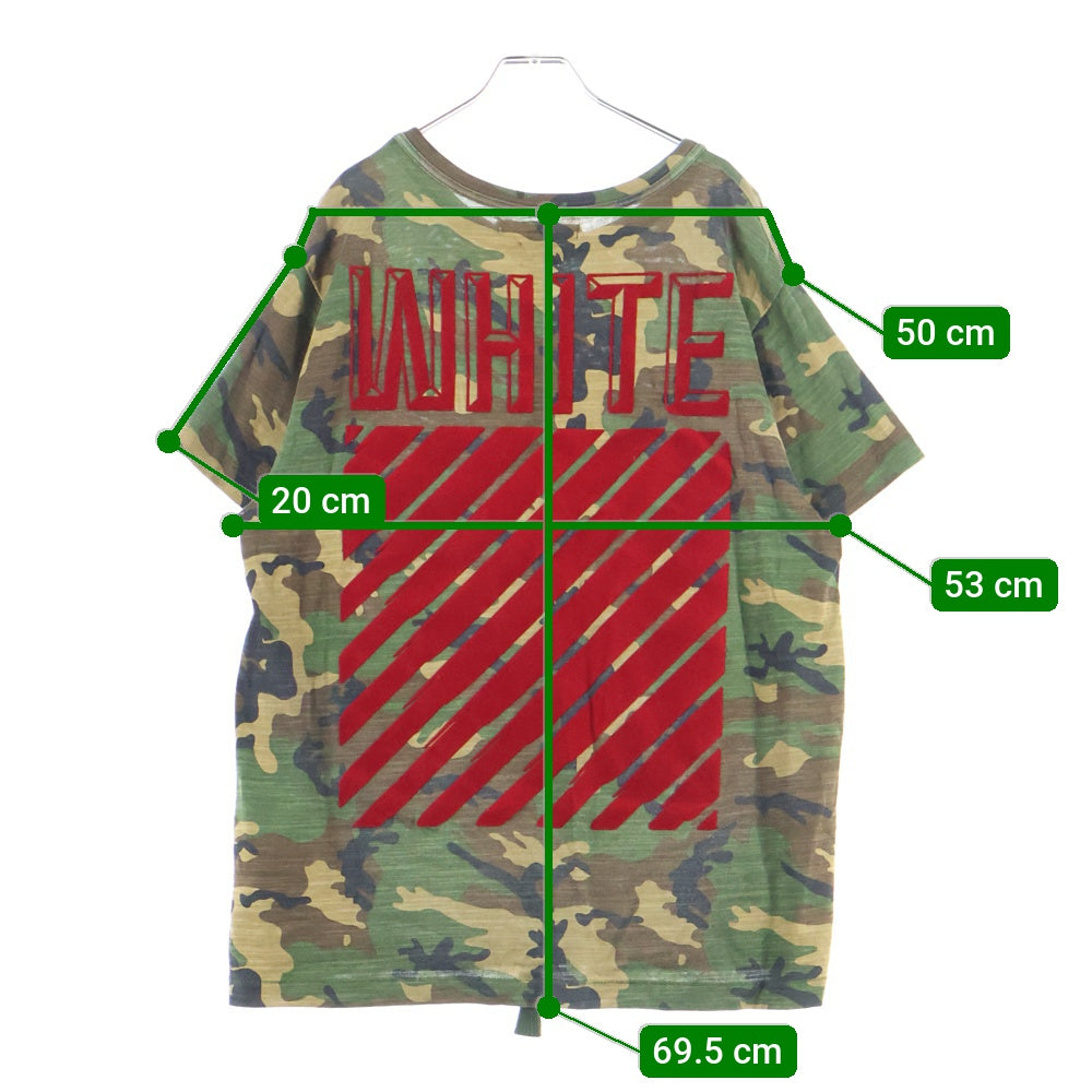 OFF-WHITE(オフホワイト) カモフラ ロゴワッペン クルーネック半袖Tシャツ カットソー カーキ
