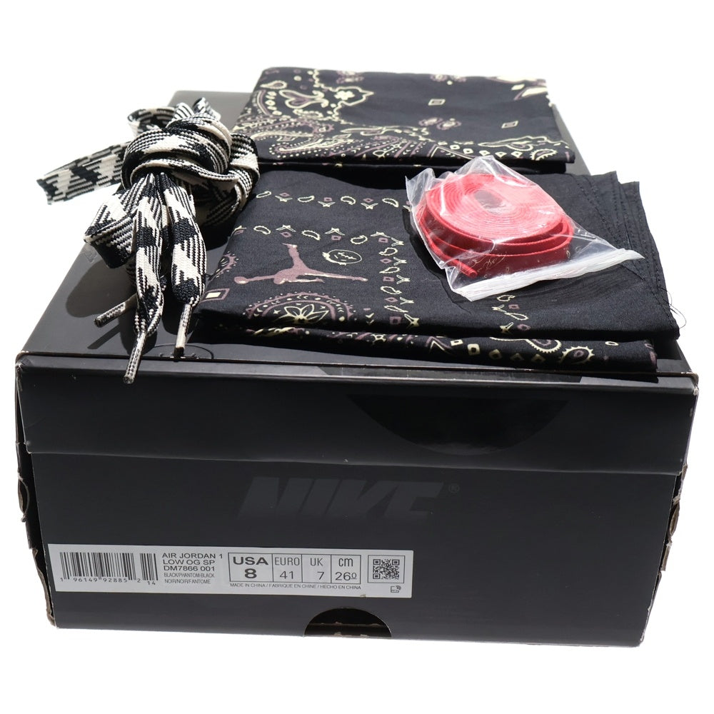 NIKE(ナイキ) ×TRAVIS SCOTT AIR JORDAN 1 LOW Black Phantom トラヴィススコット エアジョーダン 1 ブラックファントム ローカットスニーカー ブラック US8/26cm DM7866-001