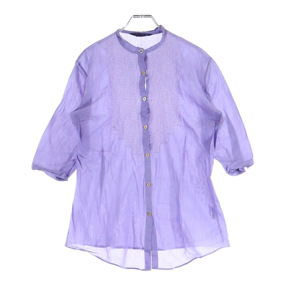 NO BRAND(ノーブランド) R by 45RPM (アールバイフォーティーアールピーエム) ショートスリーブ ノーカラーシャツ レディース パープル