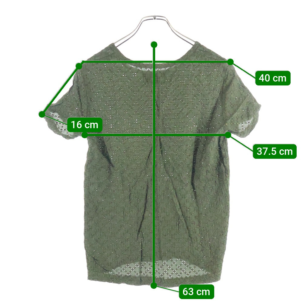 tricot COMME des GARCONS(トリコ コム デ ギャルソン) 90S AD1999 VINTAGE ヴィンテージ 総柄 クルーネック半袖Tシャツ カットソー レディース グリーン TB-01008M