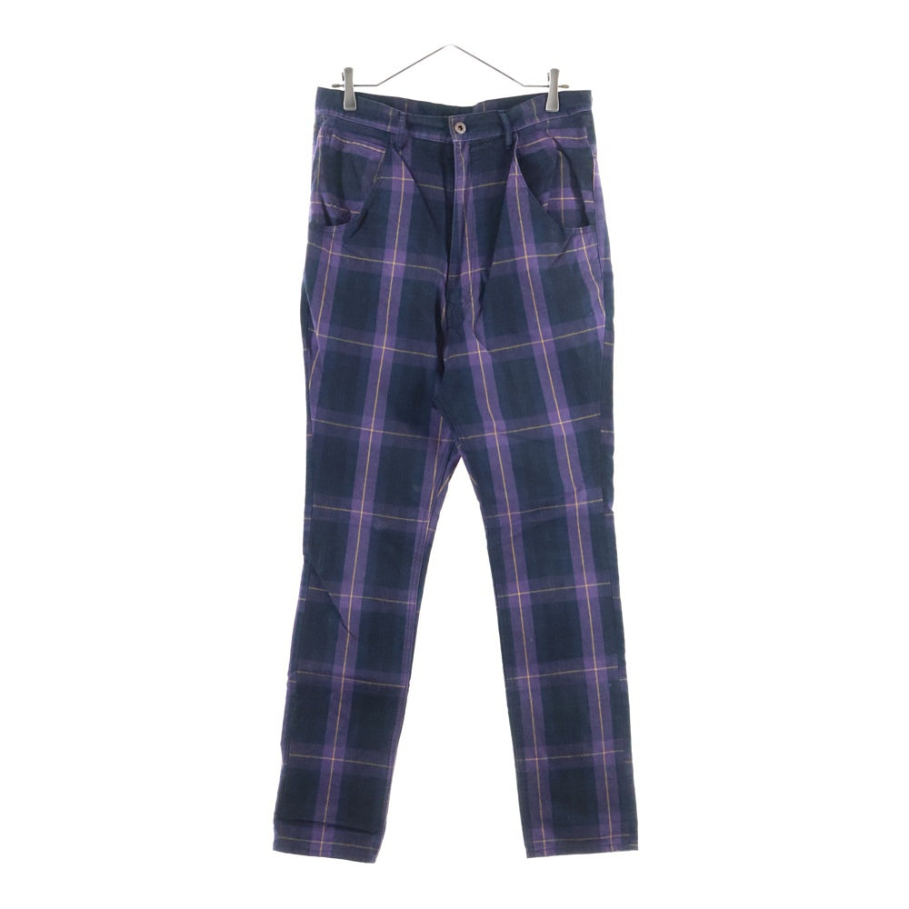 KAPITAL(キャピタル) チェック柄 コットンテーパードパンツ ブラック/パープル