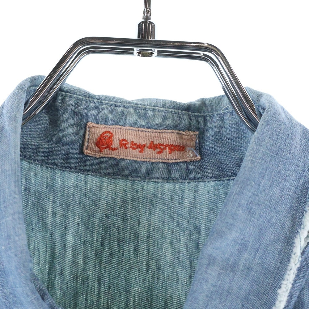 NO BRAND(ノーブランド) R by 45RPM (アールバイフォーティーアールピーエム) ショートスリーブ フリルデニムシャツ レディース インディゴ