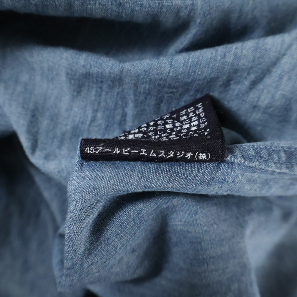 NO BRAND(ノーブランド) R by 45RPM (アールバイフォーティーアールピーエム) ショートスリーブ フリルデニムシャツ レディース インディゴ