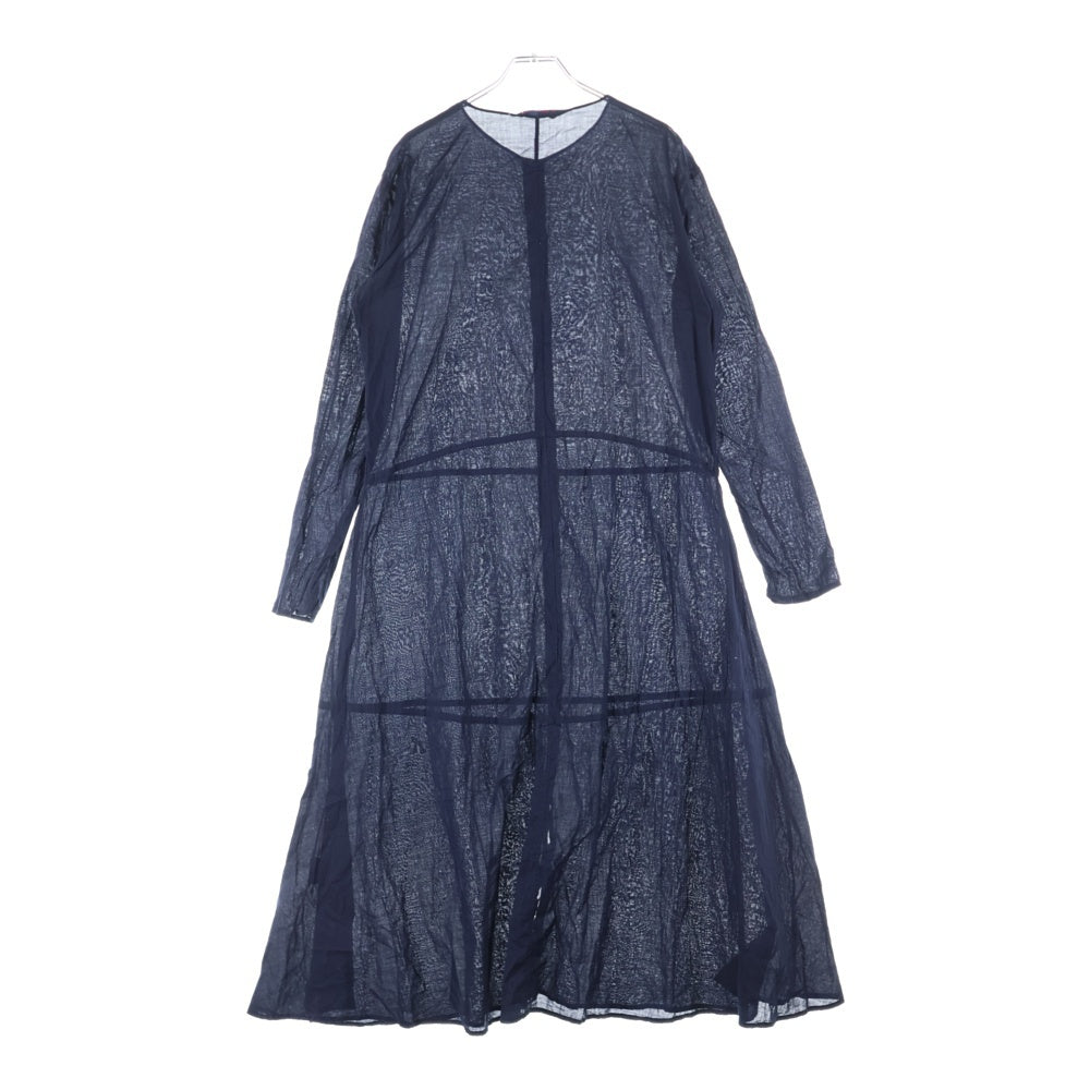 NO BRAND(ノーブランド) R by 45RPM (アールバイフォーティーアールピーエム) コットン ロングスリーブワンピース ドレス レディース ネイビー