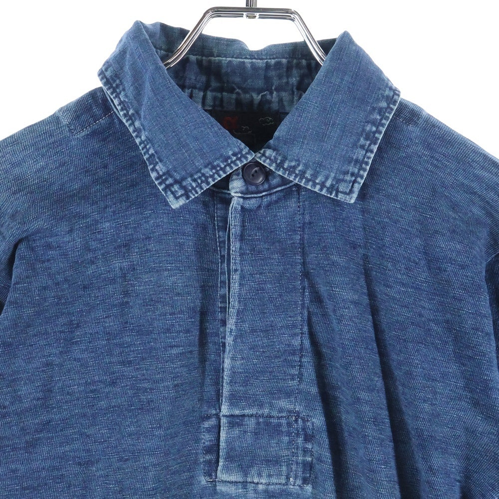 NO BRAND(ノーブランド) R by 45RPM (アールバイフォーティーアールピーエム) ショートスリーブ デニムポロシャツ レディース インディゴ