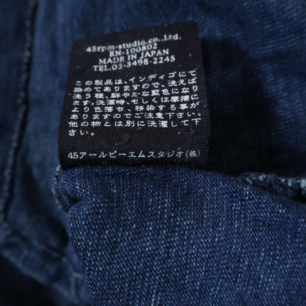 NO BRAND(ノーブランド) R by 45RPM (アールバイフォーティーアールピーエム) ショートスリーブ デニムポロシャツ レディース インディゴ