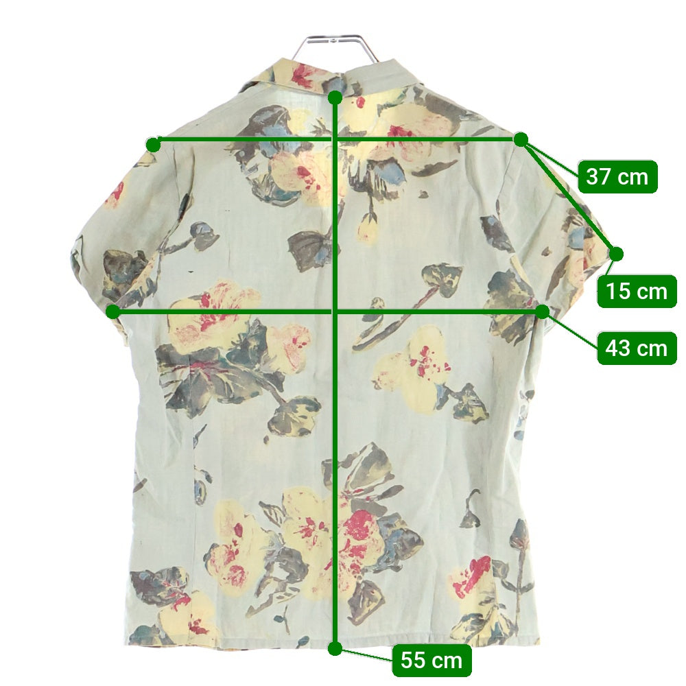 NO BRAND(ノーブランド) R by 45RPM (アールバイフォーティーアールピーエム) 花柄 オープンカラーシャツ レディース グレー