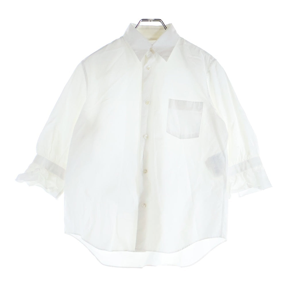 tricot COMME des GARCONS(トリコ コム デ ギャルソン) 07AW AD2007 フリル袖 ハーフスリーブ コットンシャツ レディース ホワイト TT-B007
