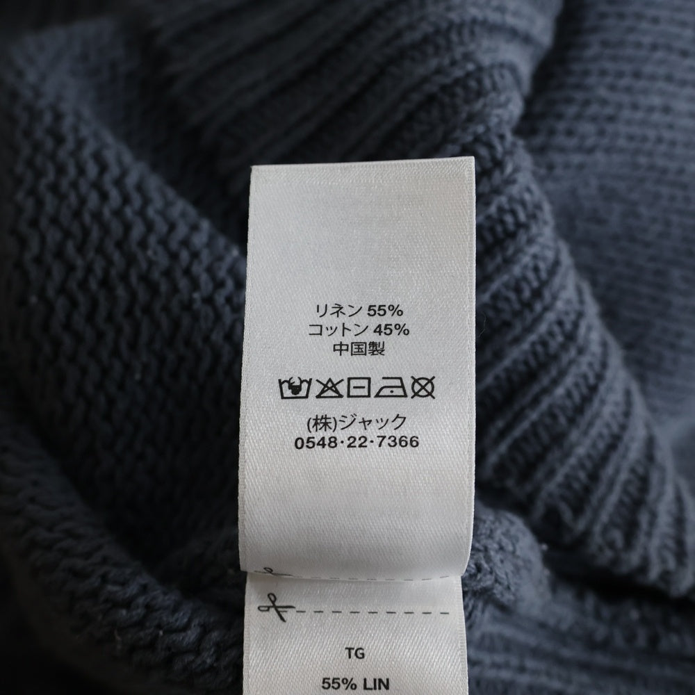 STUSSY(ステューシー) SURFMAN ICON COTTON LINEN CREW サーフマンロゴ コットンリネン クルーネック ニット セーター ネイビー 117233