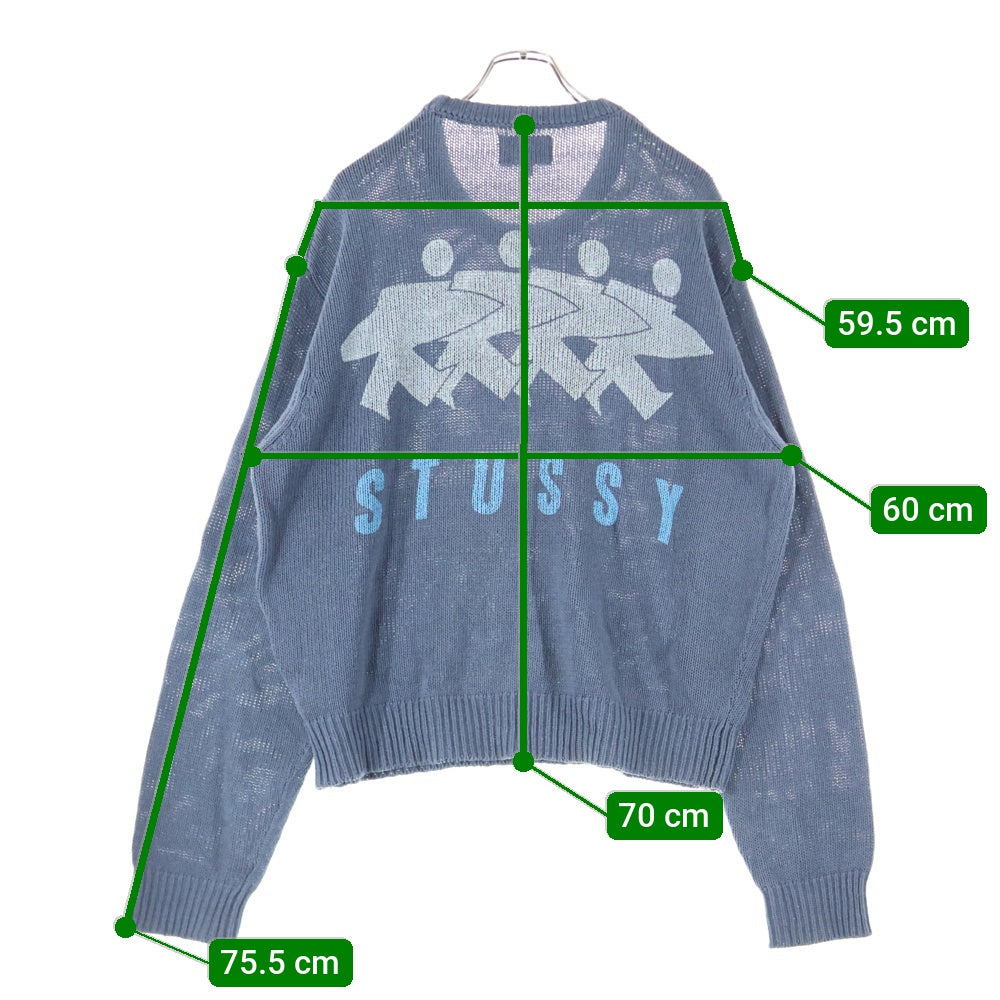 STUSSY(ステューシー) SURFMAN ICON COTTON LINEN CREW サーフマンロゴ コットンリネン クルーネック ニット セーター ネイビー 117233