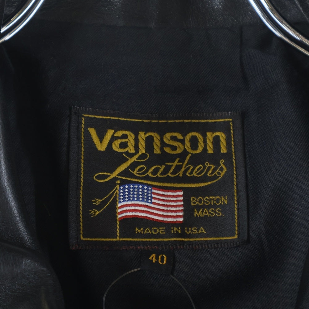 VANSON(バンソン) IKE LEATHER JACKET ジップアップ シングルライダース レザージャケット ブラック