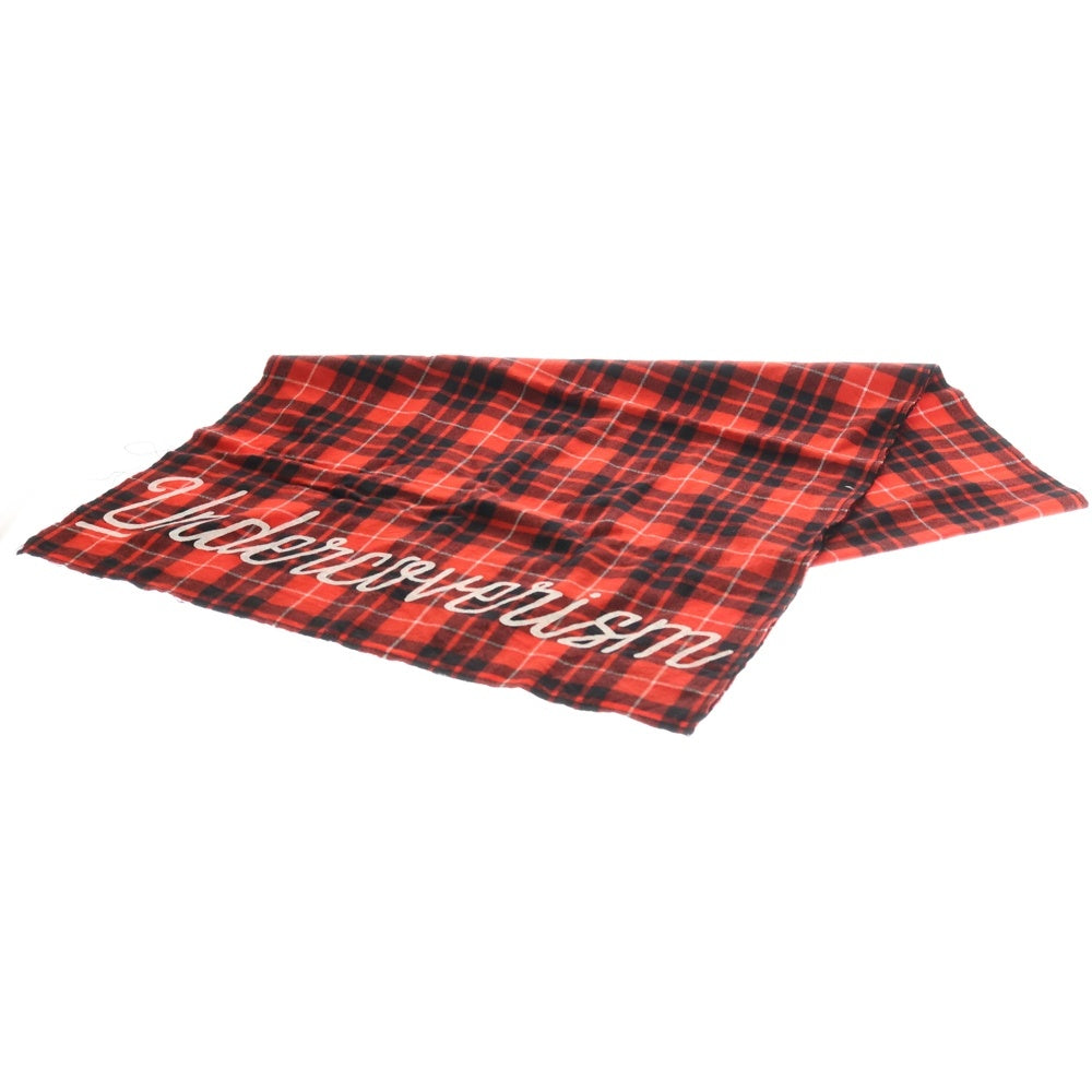 UNDERCOVER ISM(アンダーカバーイズム) 21AW ウール混 ロゴプリント チェックマフラー ストール レッド UI2A4S01-1 レディース