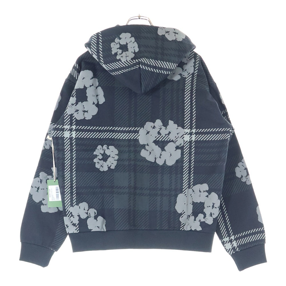 DENIM TEARS(デニムティアーズ) 25AW PLAID COTTON WREATH ZIP HOODIE プレイドコットン リースジップアップフーディー パーカー ブラック FW25TZH010