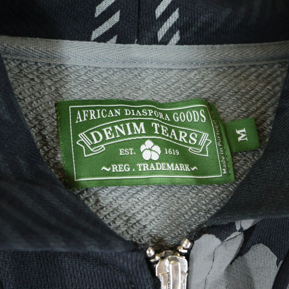DENIM TEARS(デニムティアーズ) 25AW PLAID COTTON WREATH ZIP HOODIE プレイドコットン リースジップアップフーディー パーカー ブラック FW25TZH010