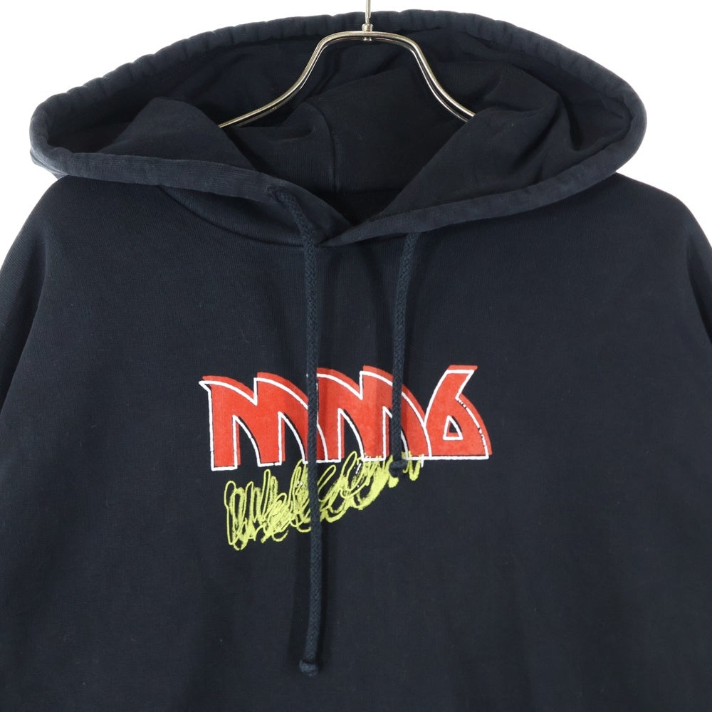 MM6 Maison Margiela(エムエムシックスメゾンマルジェラ) 21AW 6 Tour プリントプルオーバースウェットパーカー フーディ ブラック S52GU0149