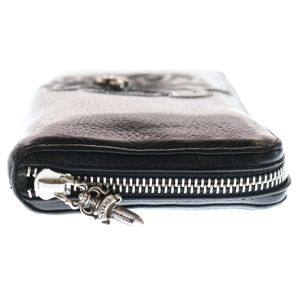 CHROME HEARTS(クロムハーツ) REC F ZIP BS BSフレア装飾 ラウンドジップ レザーウォレット 長財布 ブラック