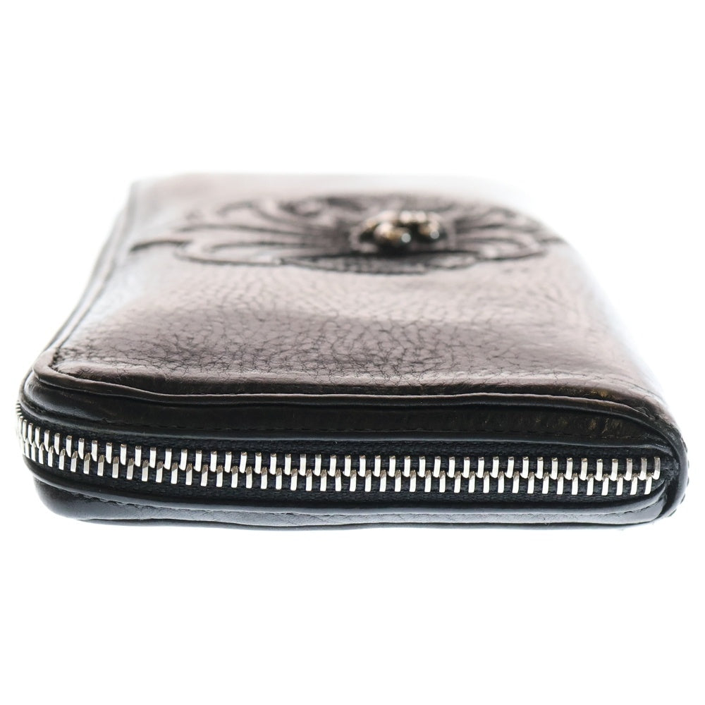 CHROME HEARTS(クロムハーツ) REC F ZIP BS BSフレア装飾 ラウンドジップ レザーウォレット 長財布 ブラック